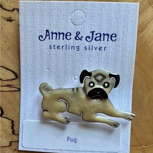 NEW Sterling Silver Pug Pin by Anne and Jane